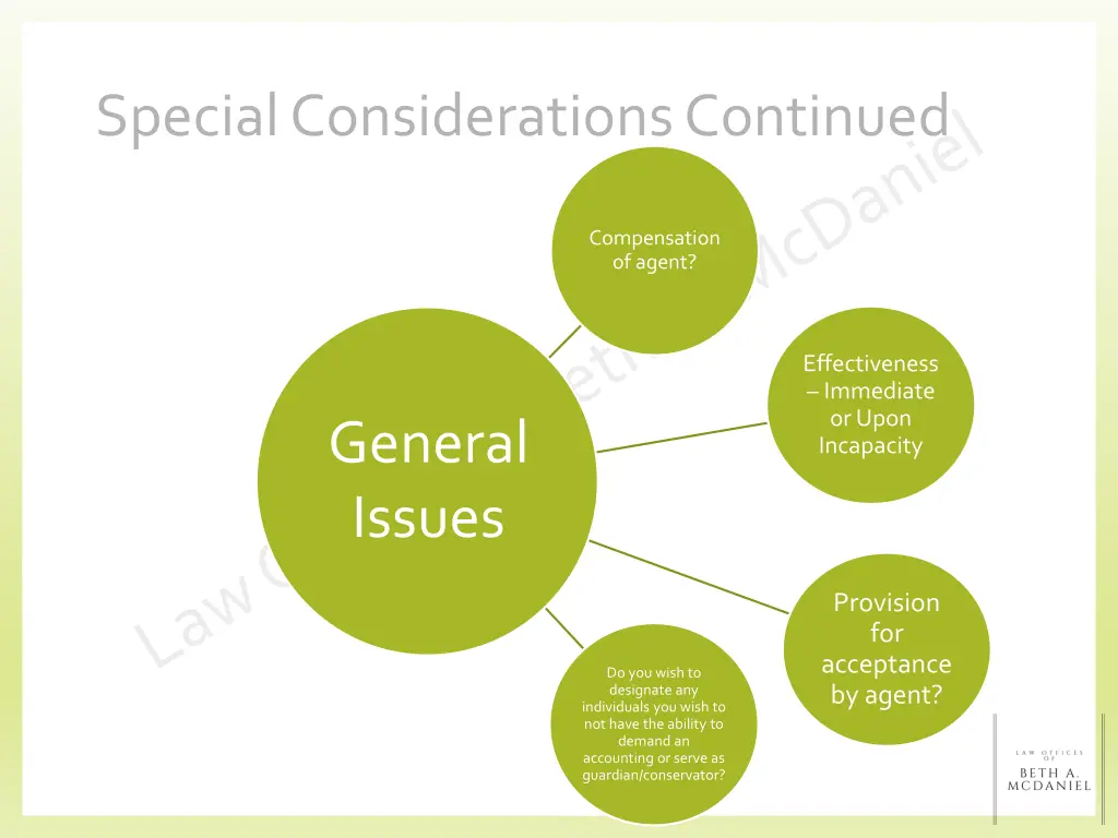 special considerations continued 1