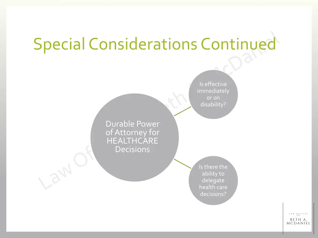 special considerations continued