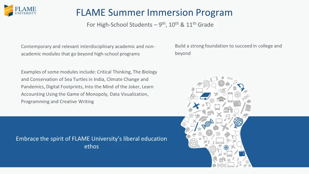 flame summer immersion program for high school