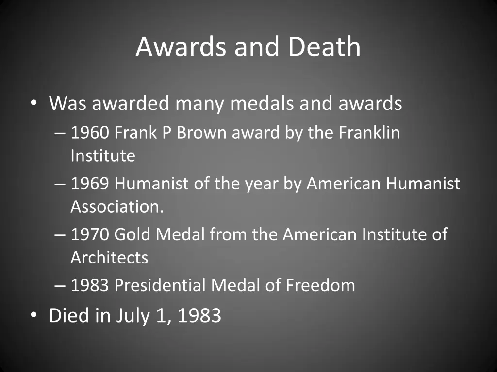 awards and death