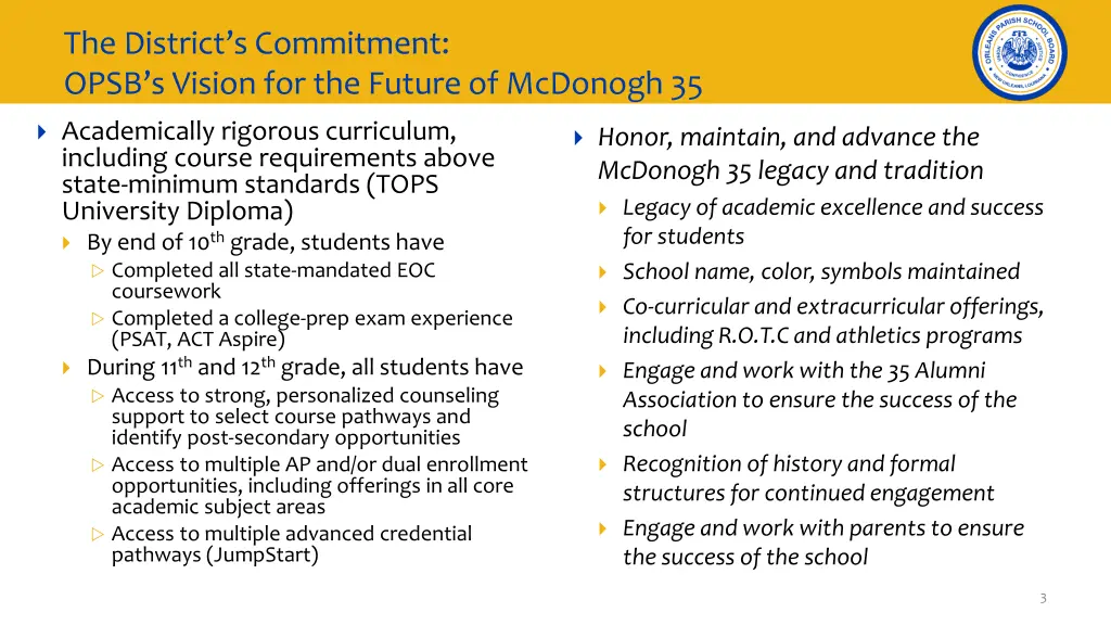 the district s commitment opsb s vision