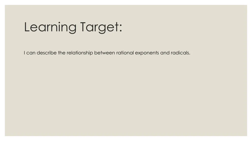 learning target