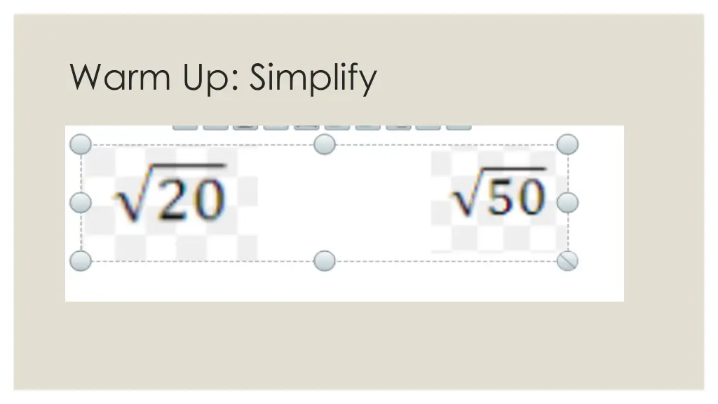 warm up simplify