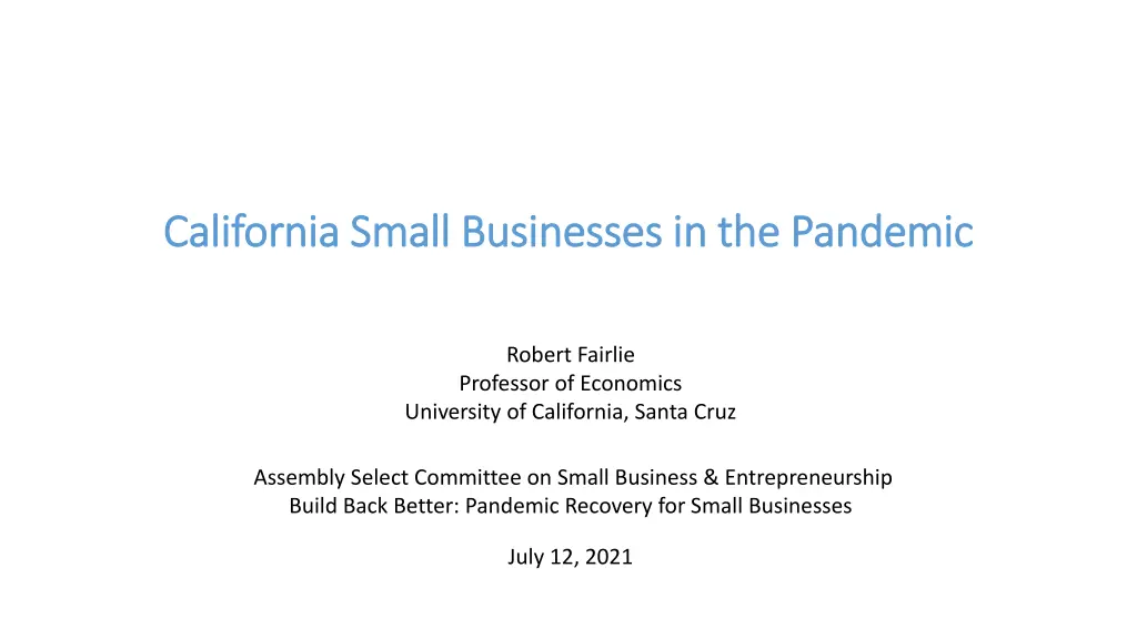 california small businesses in the pandemic
