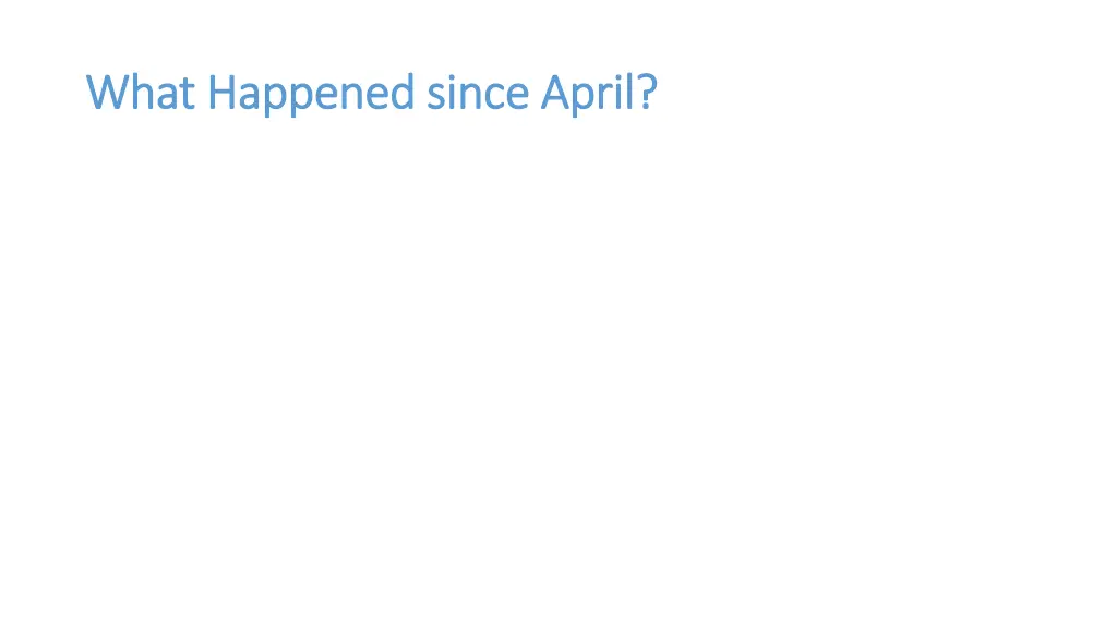 what happened since april what happened since