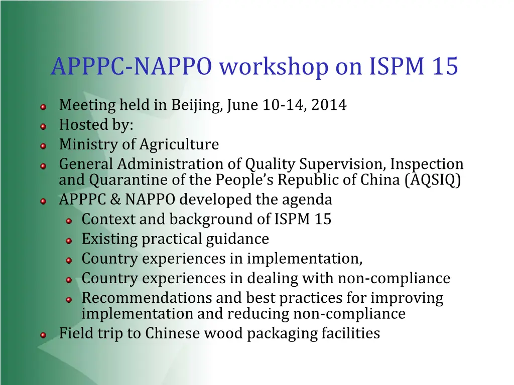 apppc nappo workshop on ispm 15