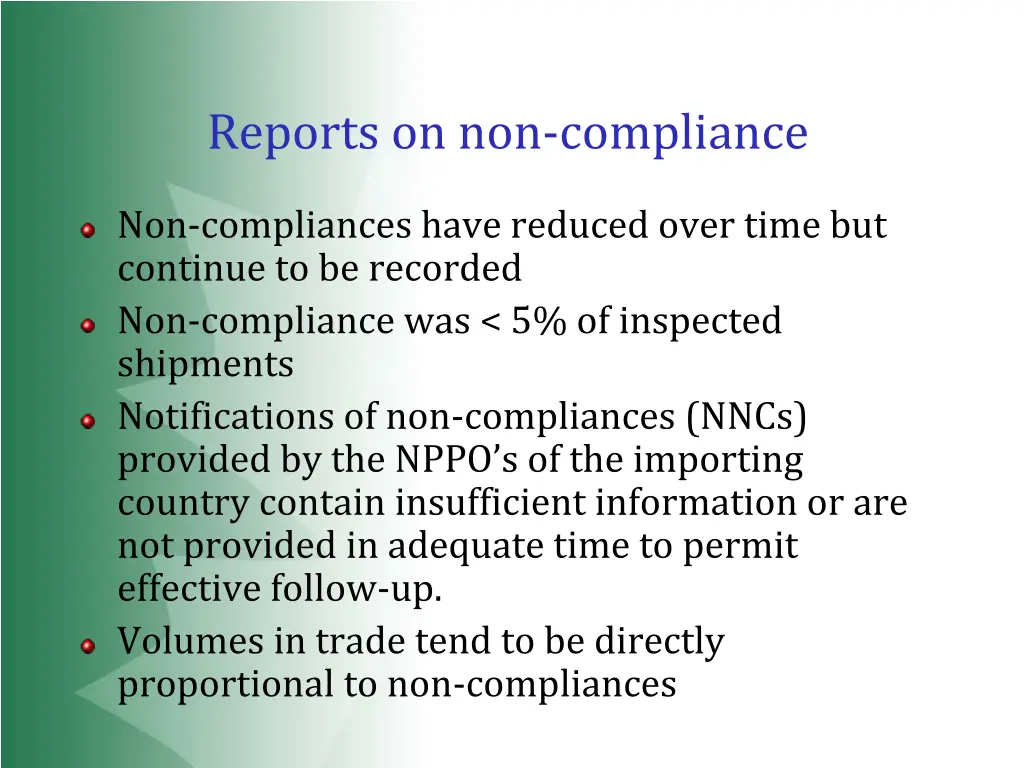 reports on non compliance