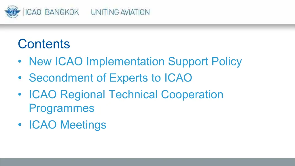 contents new icao implementation support policy