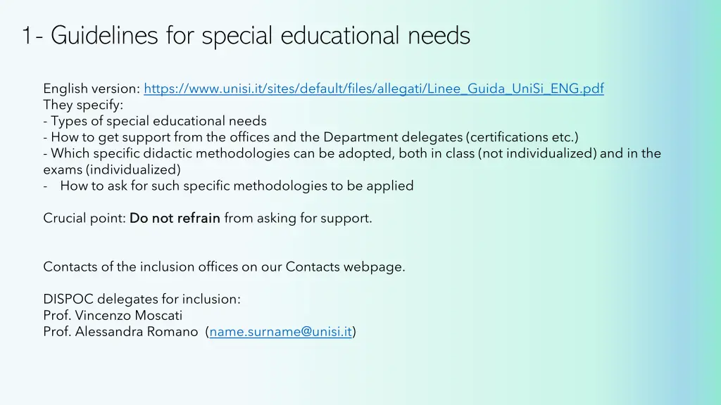 1 guidelines for special educational needs