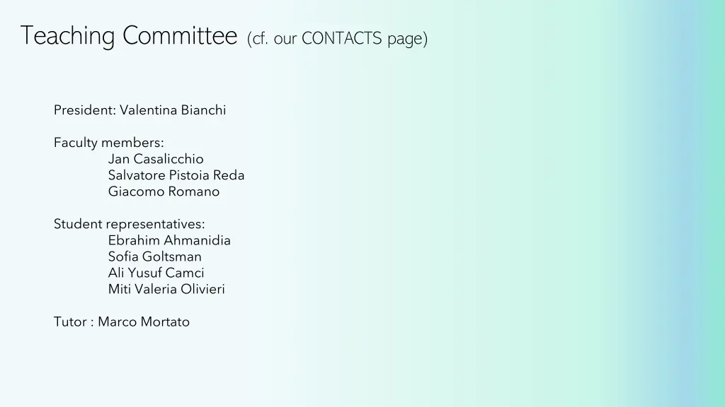 teaching committee cf our contacts page