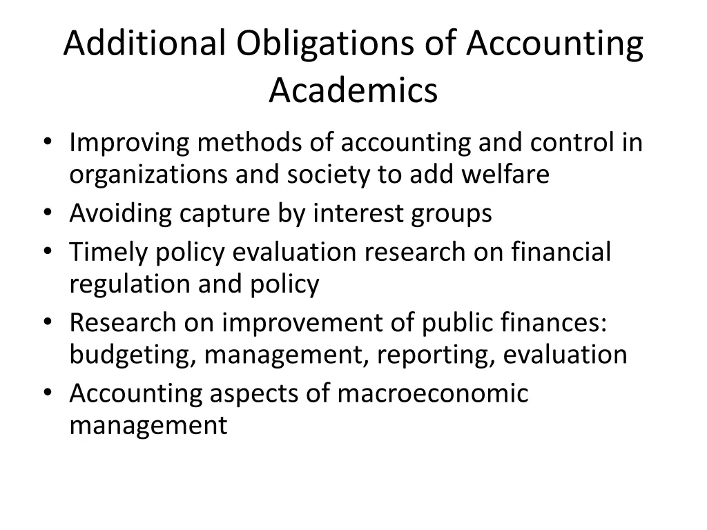 additional obligations of accounting academics 1