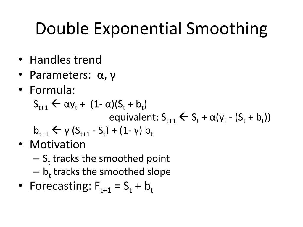 double exponential smoothing
