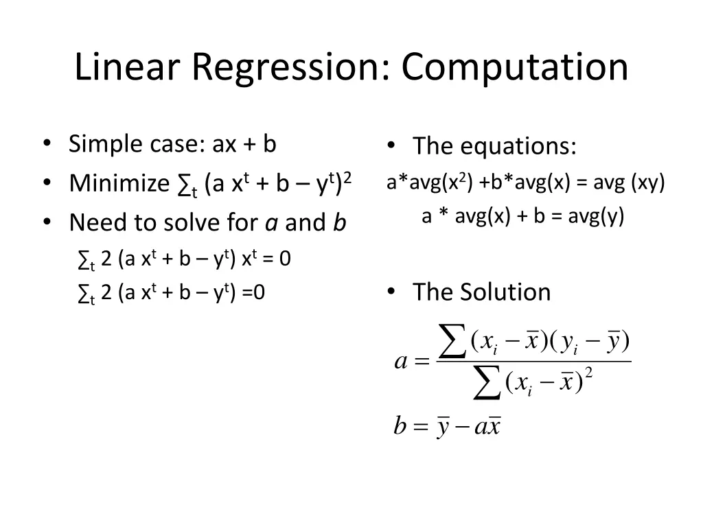 linear regression computation