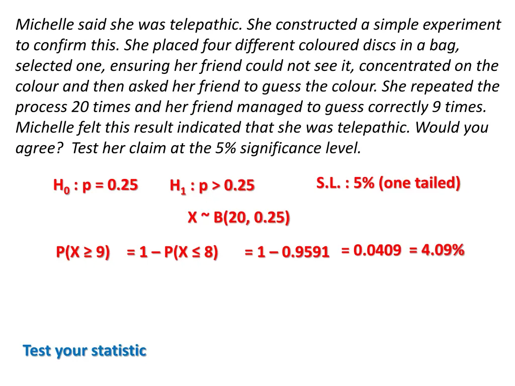 michelle said she was telepathic she constructed 4