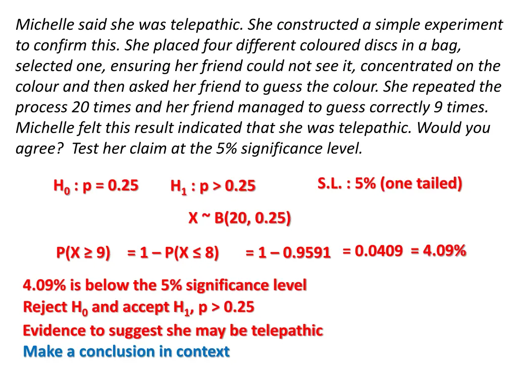 michelle said she was telepathic she constructed 5