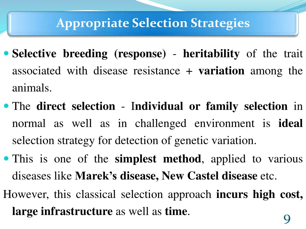 appropriate selection strategies