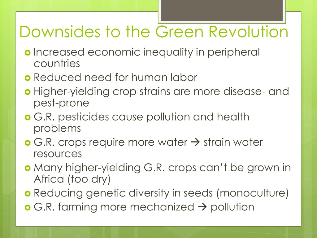 downsides to the green revolution 1