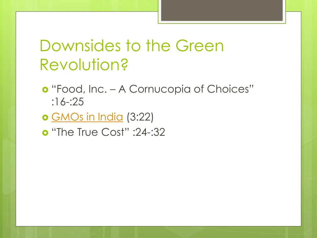 downsides to the green revolution
