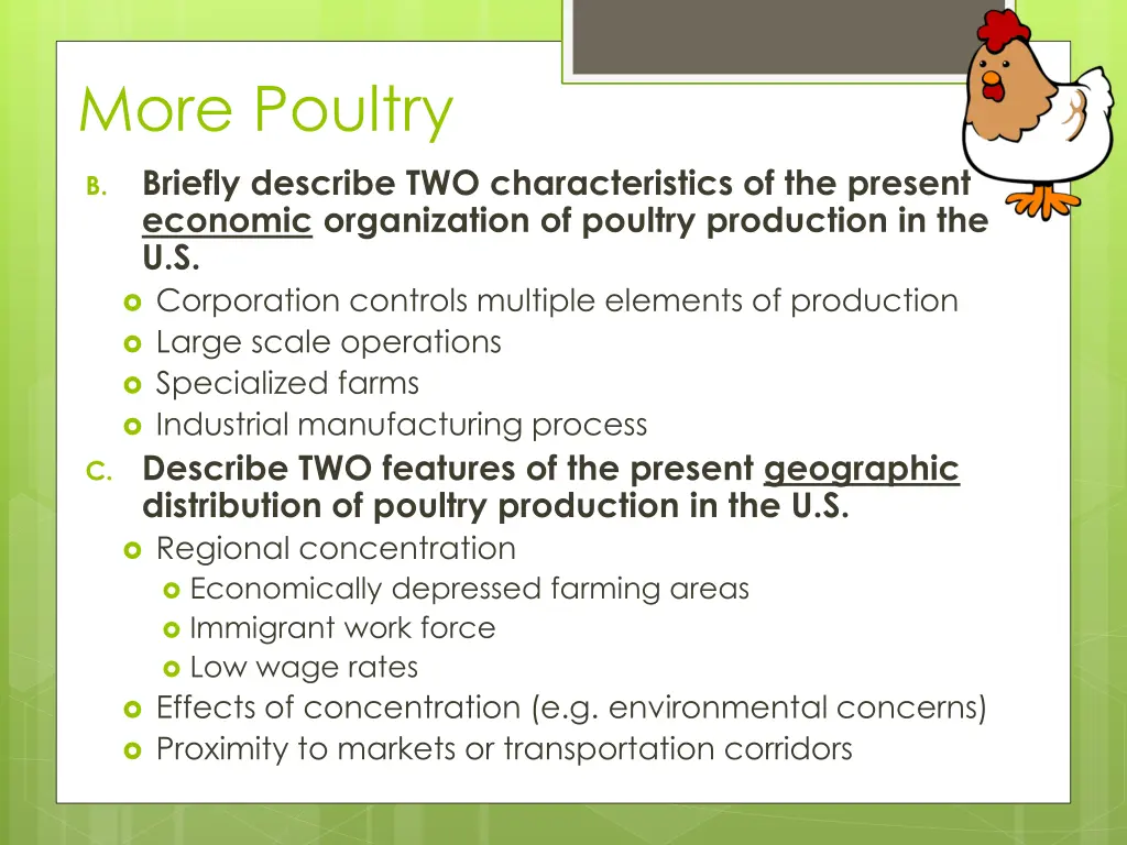 more poultry briefly describe two characteristics