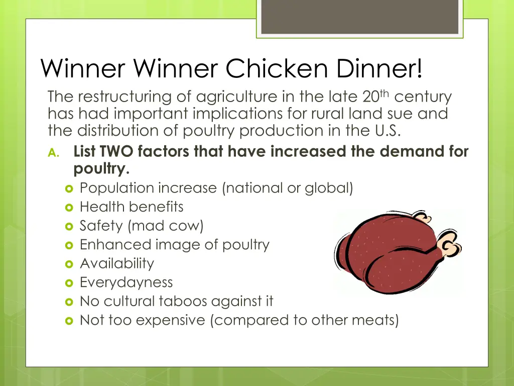 winner winner chicken dinner the restructuring