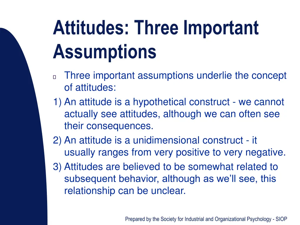 attitudes three important assumptions