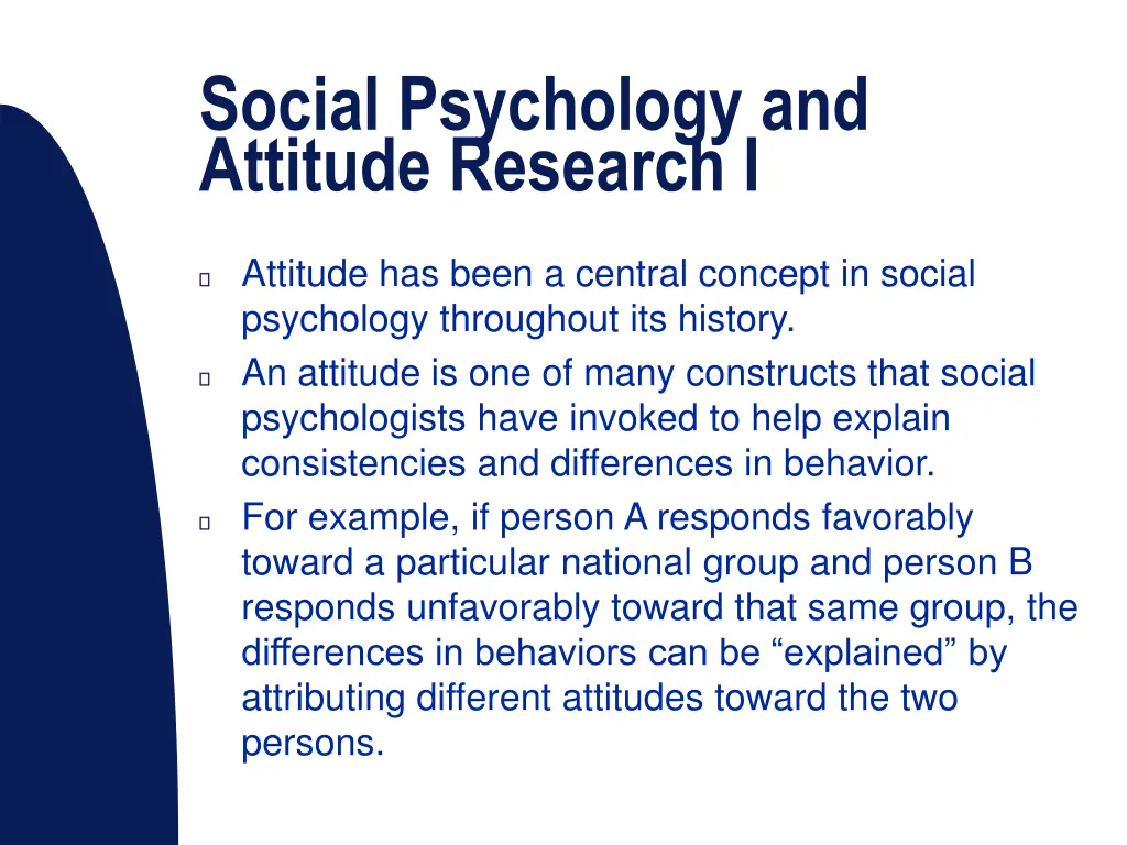 social psychology and attitude research i