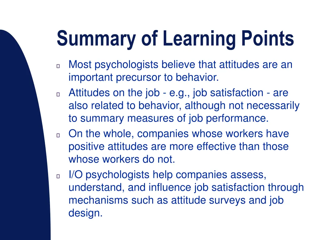 summary of learning points