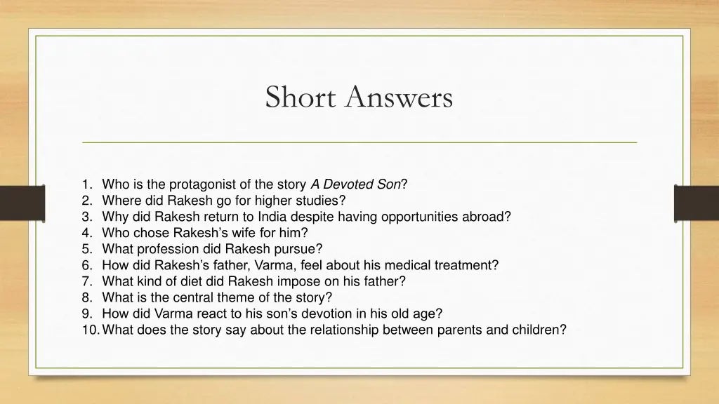 short answers