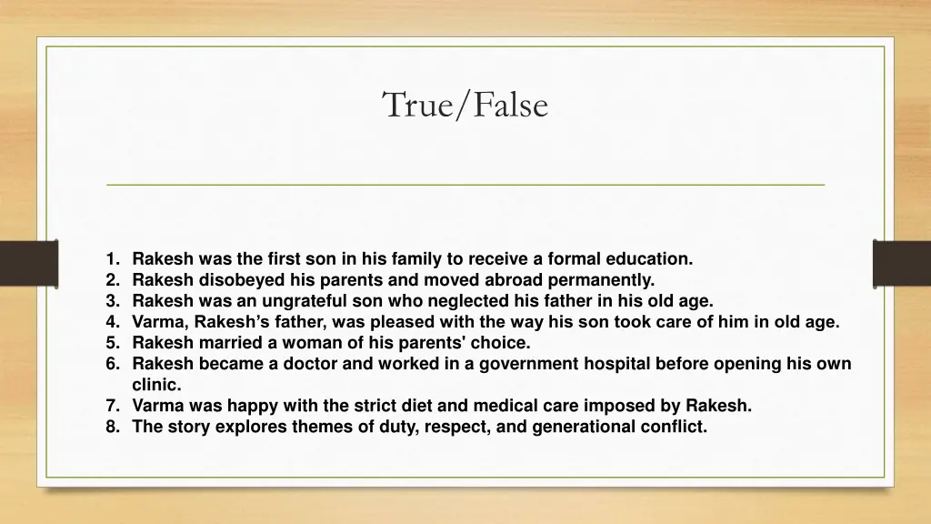 true false