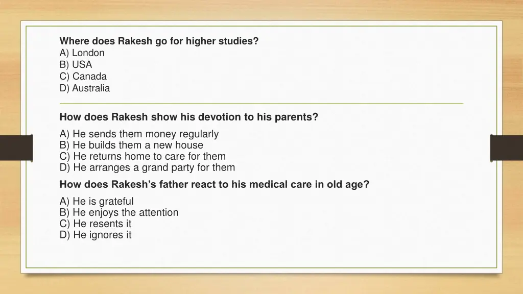 where does rakesh go for higher studies a london