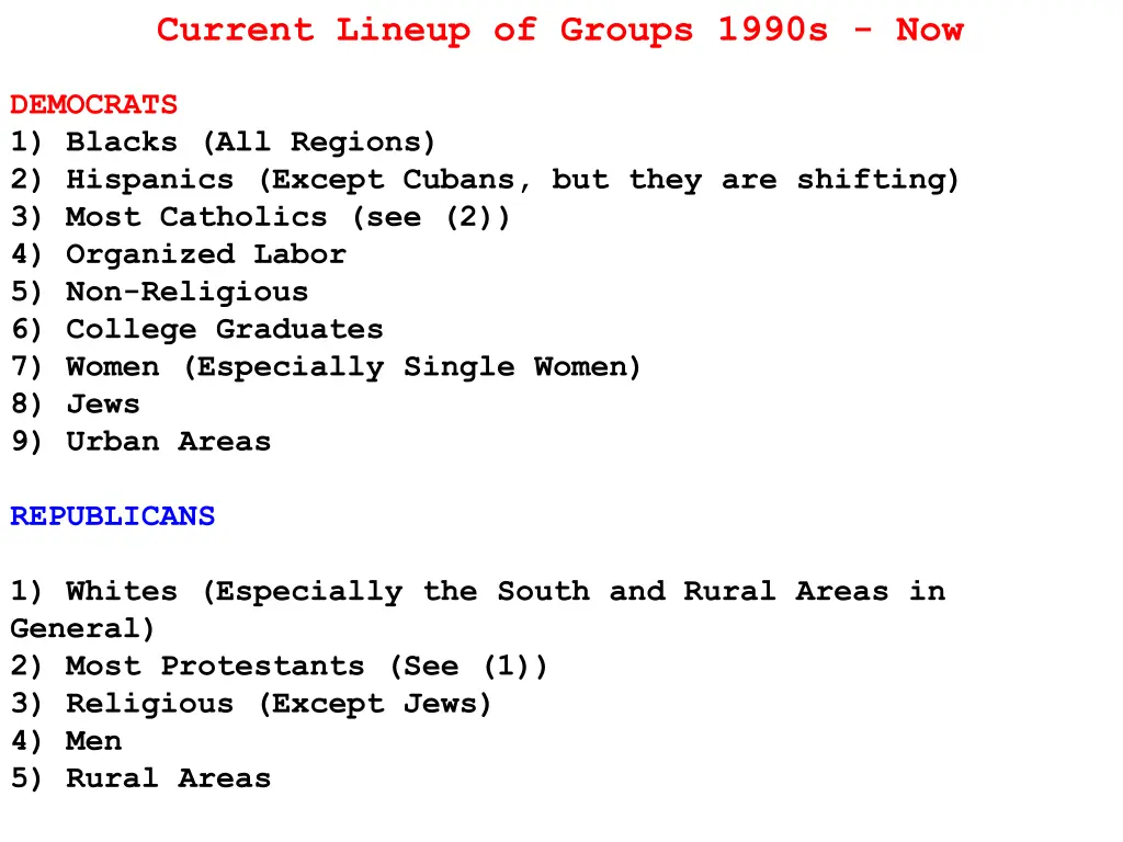 current lineup of groups 1990s now