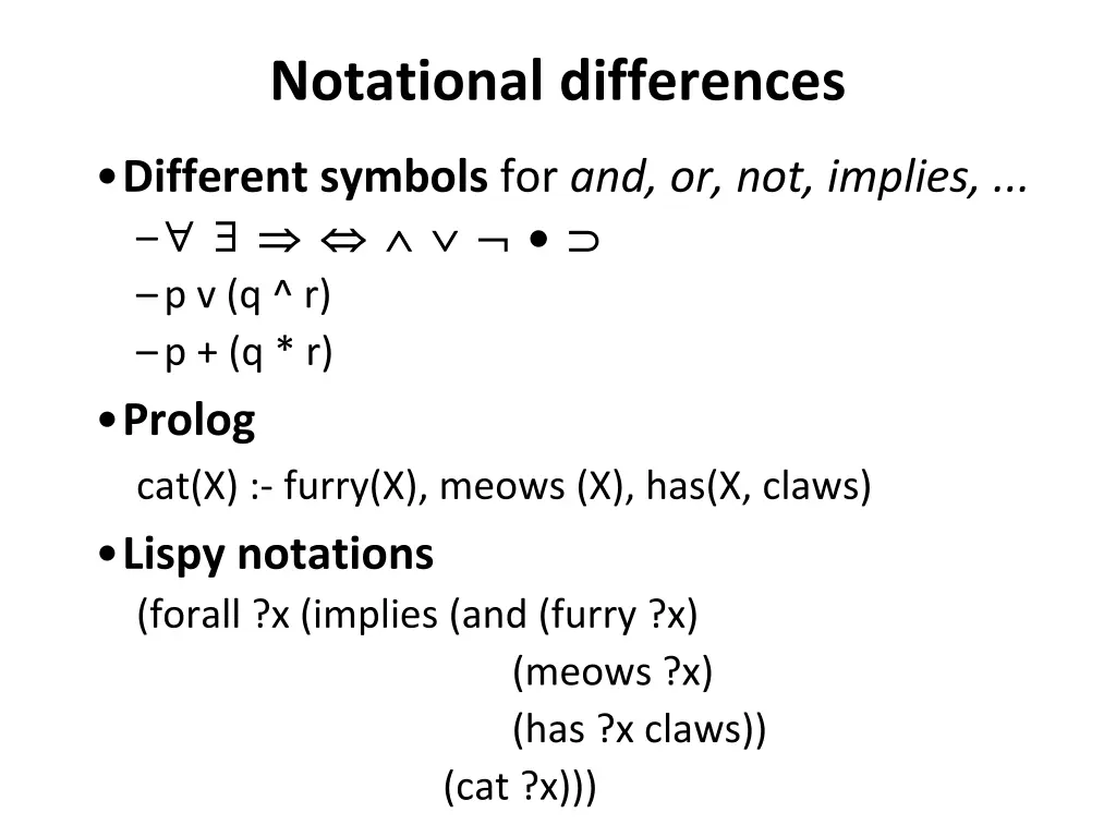 notational differences