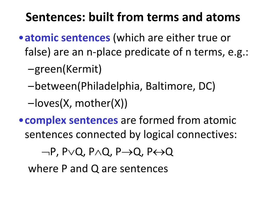 sentences built from terms and atoms 1
