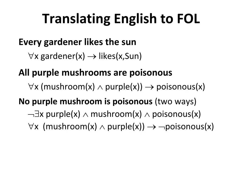 translating english to fol