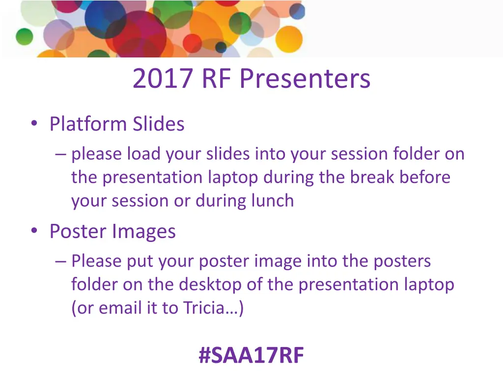 2017 rf presenters