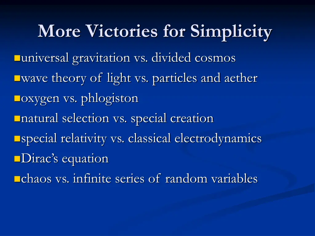 more victories for simplicity