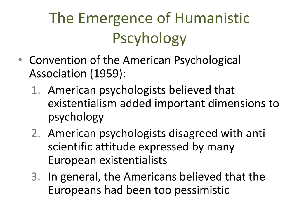 the emergence of humanistic pscyhology convention