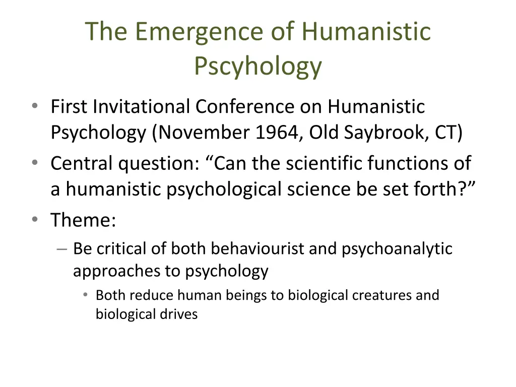 the emergence of humanistic pscyhology