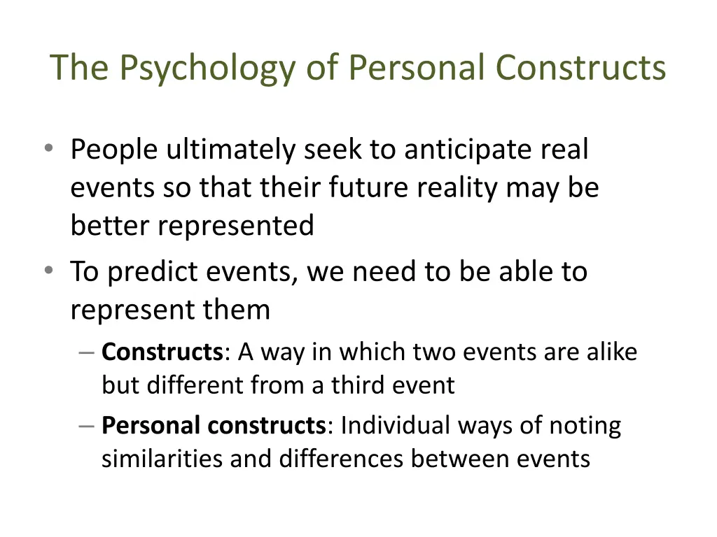 the psychology of personal constructs