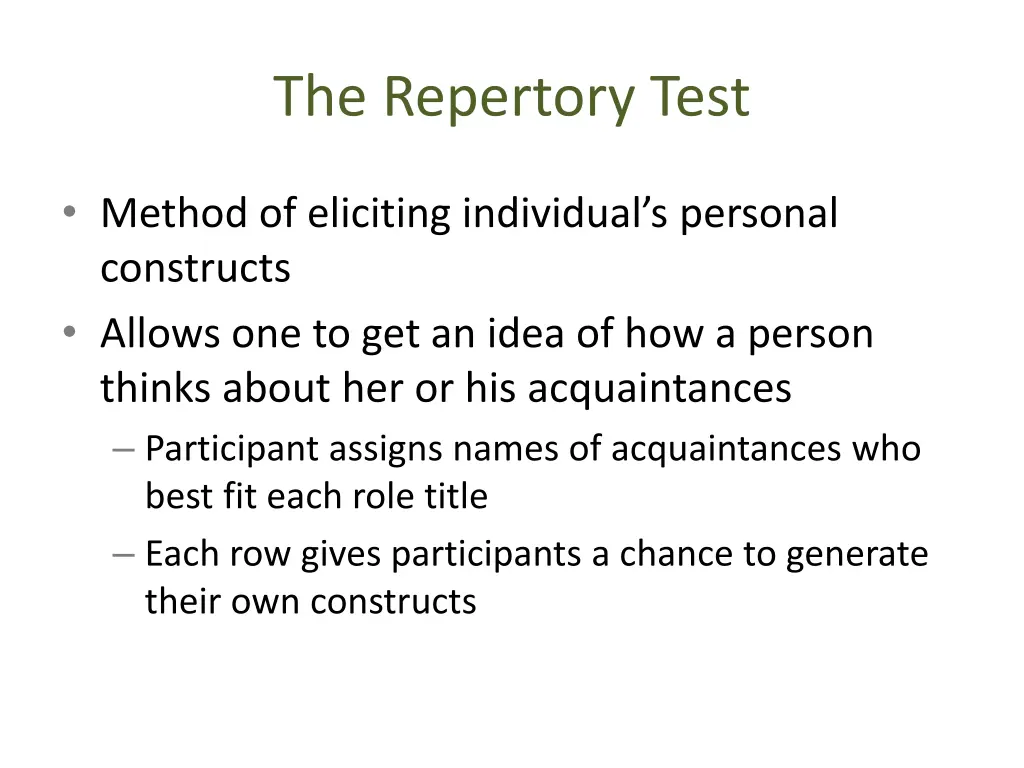 the repertory test