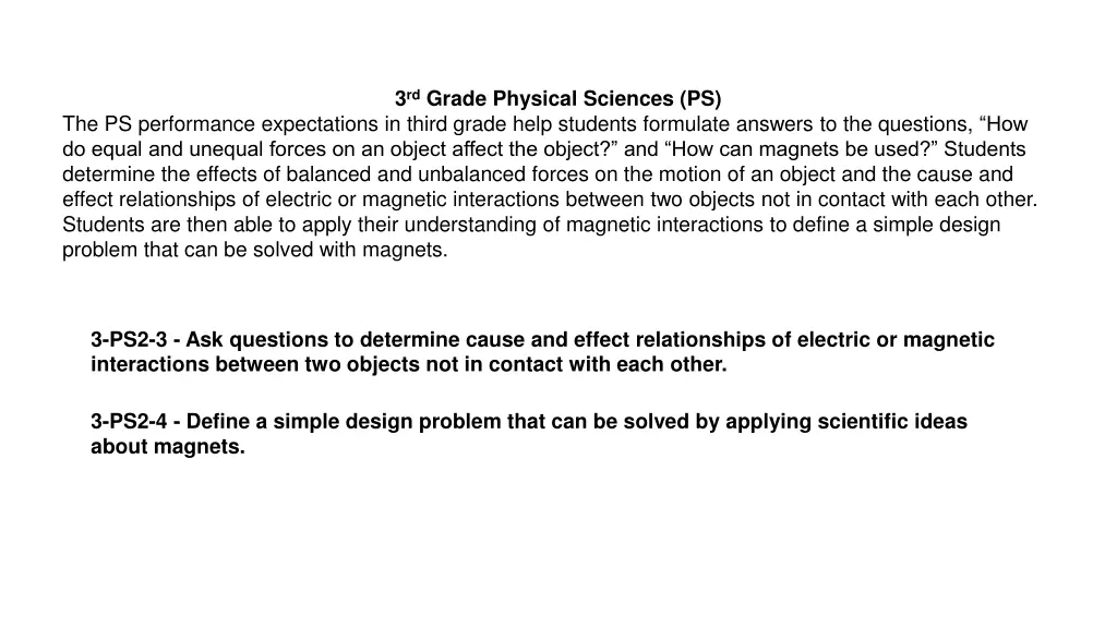 3 rd grade physical sciences ps
