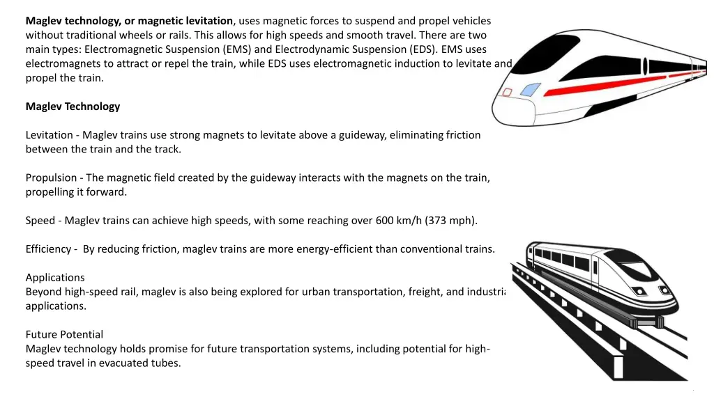 maglev technology or magnetic levitation uses