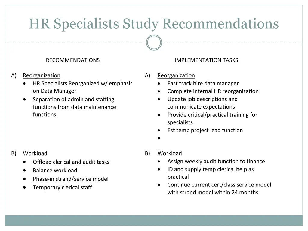 hr specialists study recommendations
