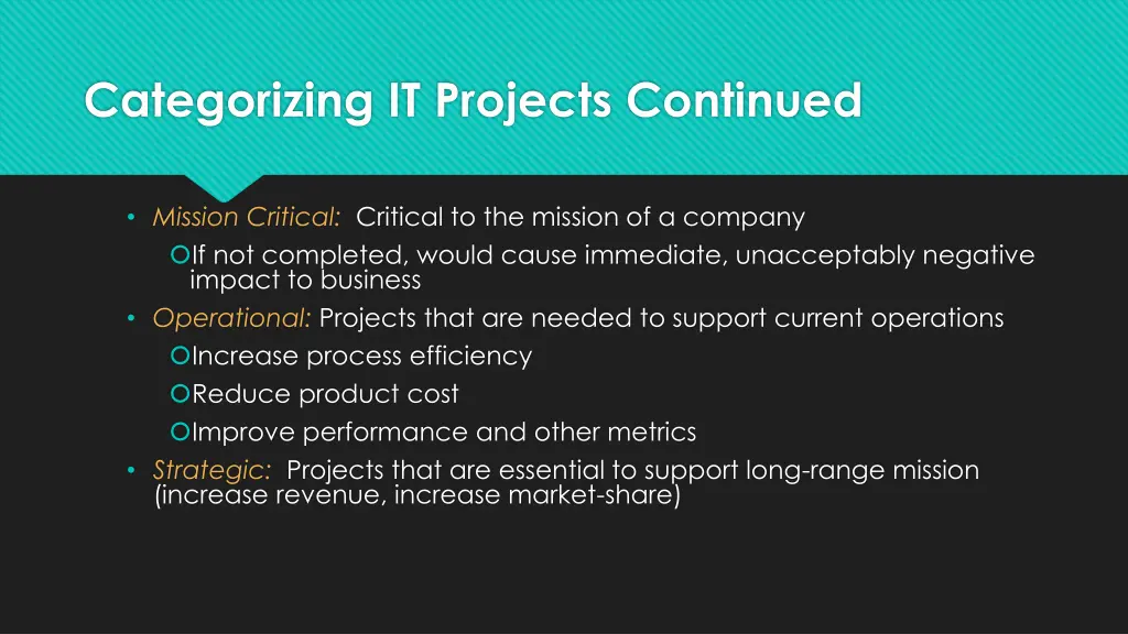 categorizing it projects continued 1