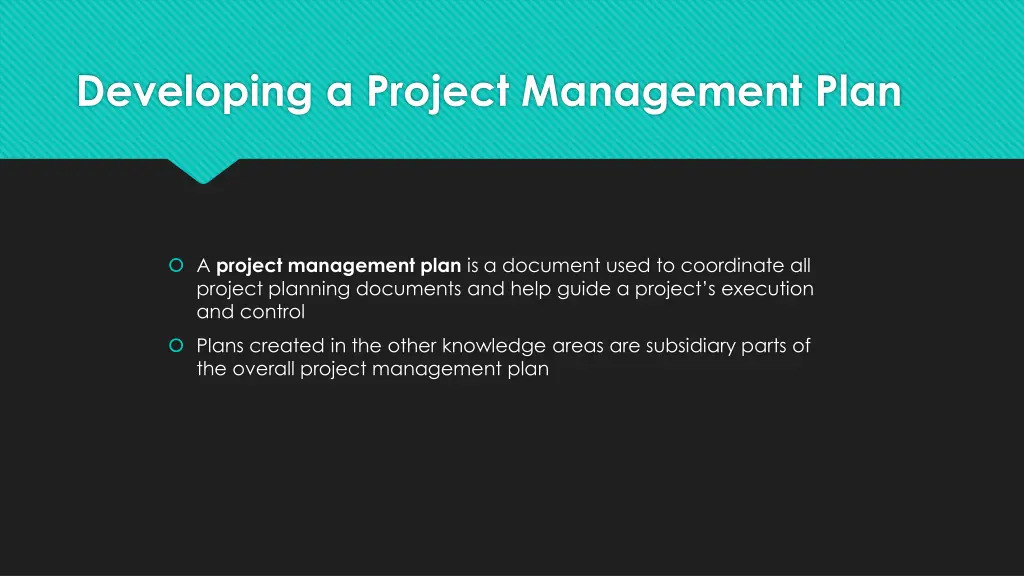 developing a project management plan