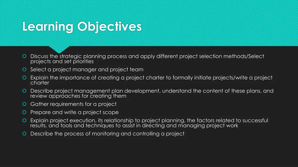 learning objectives