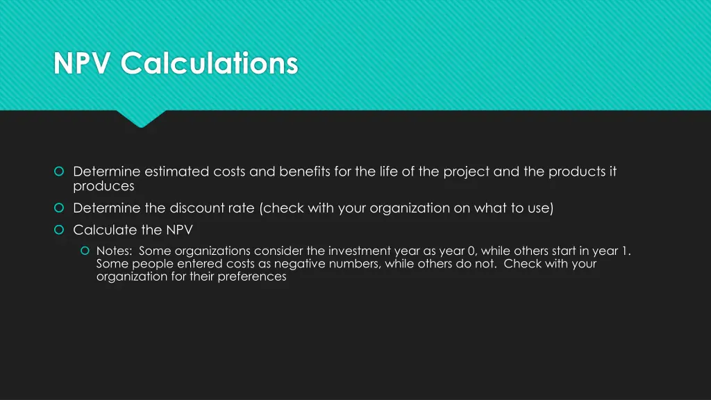 npv calculations