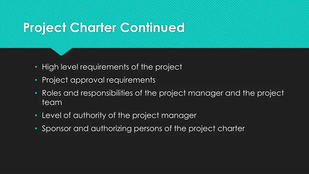 project charter continued