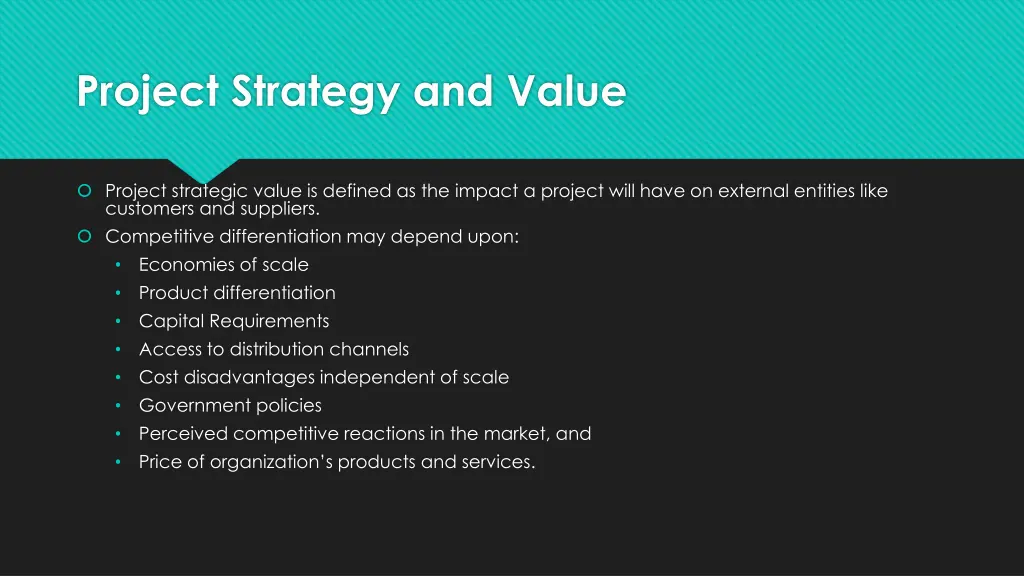 project strategy and value