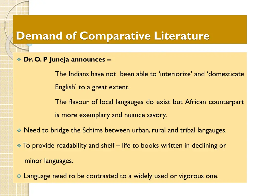 demand of comparative literature